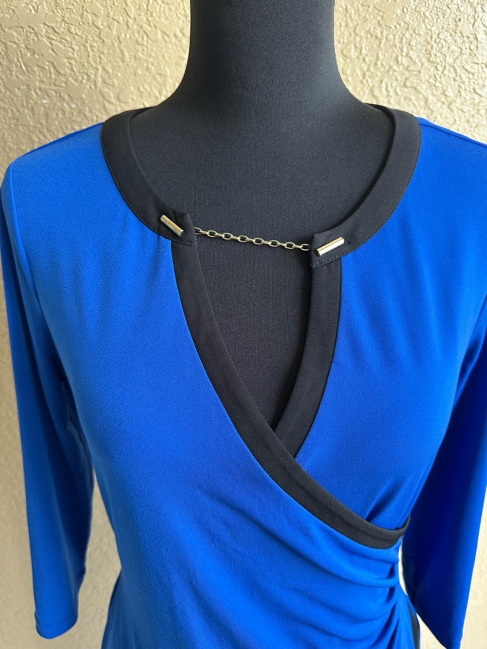 Women's Royal Blue Calvin Klein Blue Wrap Dress | Size M | Stretch - Picture 3 of 15